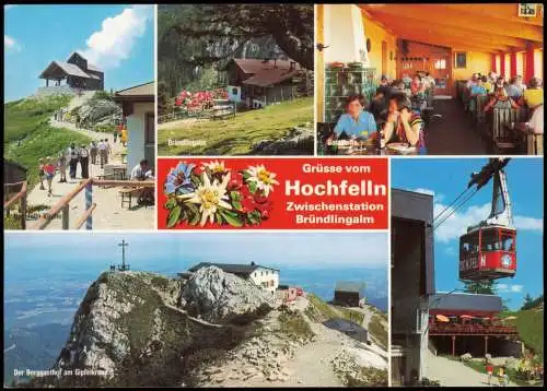 Bayern Mehrbild-AK Grüsse vom Hochfelln Zwischenstation Bründlingalm 1980