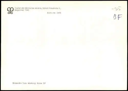 Cartolina Andria Castel del Monte, Schloß Friedrichs II 1950