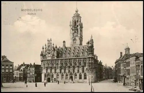 Postkaart Middelburg Stadhuis Rathaus 1910