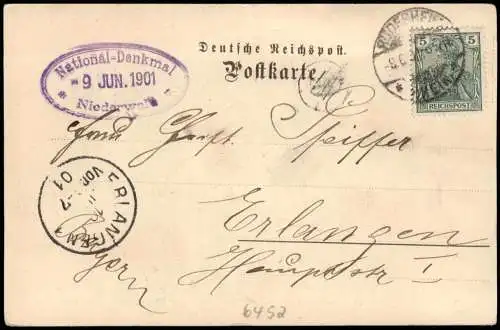 Ansichtskarte Rüdesheim (Rhein) National-Denkmal Niederwalddenkmal 1901