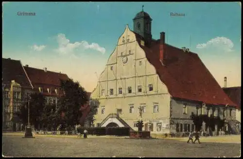 Ansichtskarte Grimma Rathaus 1915  gel. Feldpost WK1