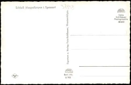Ansichtskarte Mespelbrunn Schloß Mespelbrunn i. Spessart (Castle) 1958