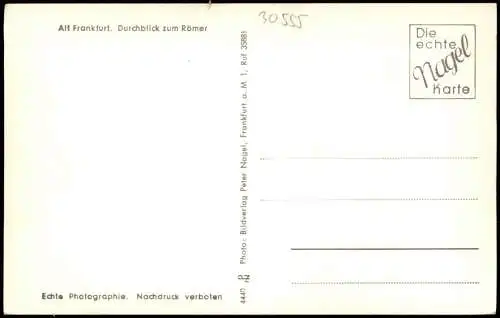 Ansichtskarte Frankfurt am Main Durchblick zum Römer Männer im Anzug 1962