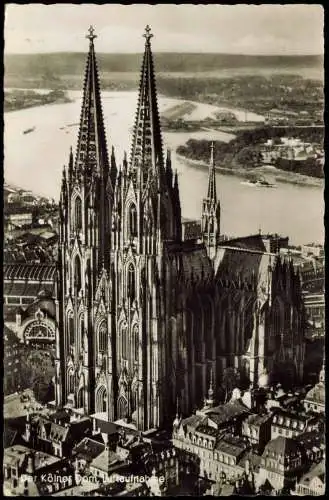 Ansichtskarte Köln Luftbild Dom Fernblick 1955