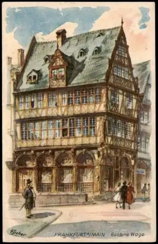 Ansichtskarte Frankfurt am Main Goldene Waage Künstlerkarte 1916