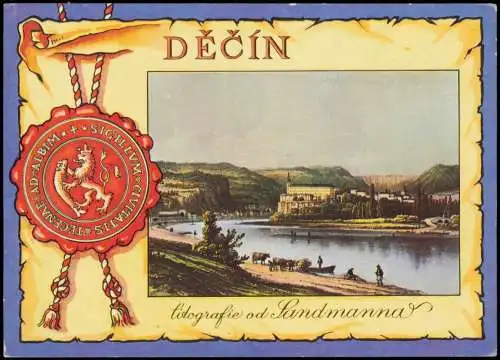Postcard Tetschen-Bodenbach Decín Urkundenkarte historische Ansicht 1975
