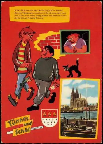 Ansichtskarte  Scherzkarte Siebenstern Tünnes und Schäl aus Köln 1959