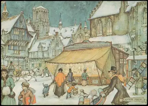Ansichtskarte  Weihnachtsmarkt historien Bild Nederlands 1984