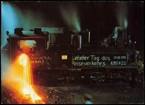 Schmalspurbahn Wolkenstein-Jöhstadt Reiseverkehr im Bahnhof Wolkenstein 1990