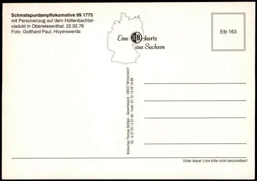 Schmalspurdampflokomotive Personenzug Hüttenbachtal- Oberwiesenthal 1978