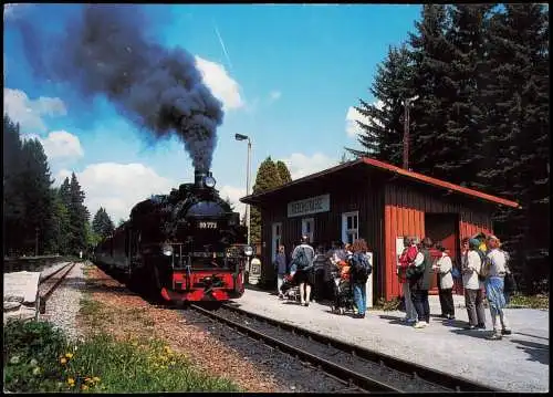Eisenbahn Lokomotive Dampflokomotive Bahnhof Vierenstraße  Fichtelbergbahn 2001