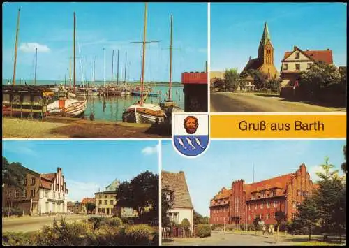 Ansichtskarte Barth Seglerhafen, Werftstraße, Rathaus 1987