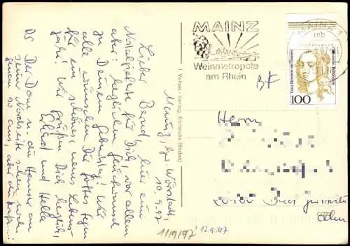Ansichtskarte Mainz Dom von der Nordseite 1997/1950