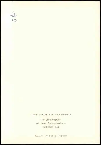 Freiberg (Sachsen) Dom St. Marien Die Fürstengruft zur DDR-Zeit 1970
