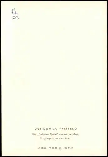 Freiberg (Sachsen) Dom  Goldene Pforte des romanischen Vorgängerbaus 1230 1970