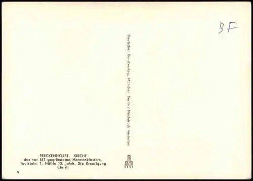 Ansichtskarte Freckenhorst Stiftskirche Taufstein (ehem. Nonnenkloster) 1950