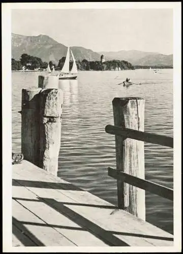 Chiemsee Blick auf die Fraueninsel im Chiemsee von Gstadt aus 1955