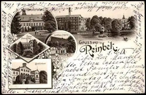 Ansichtskarte Litho AK Reinbek Mühle Hotel Landhaus Schloß Gruss aus 1896