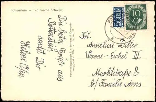 Ansichtskarte Pottenstein Mehrbildkarte mit 4 Ortsansichten 1952