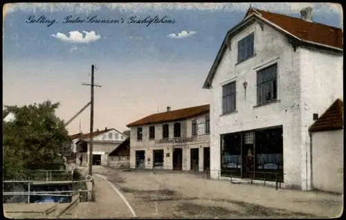 Ansichtskarte Gelting Lorenzen's Geschäftshaus. 1914  LK Schleswig Flensburg