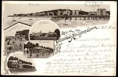 Litho AK Heiligendamm-Bad Doberan Villenreihe Burgplatz Strand Gruss aus 1898