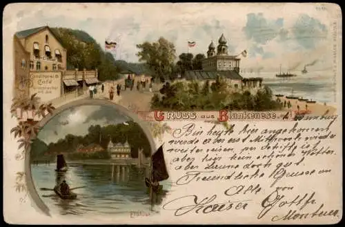 Litho AK Blankenese-Hamburg Cafe zur Elblust Tag u. Nacht Gruss aus 1900