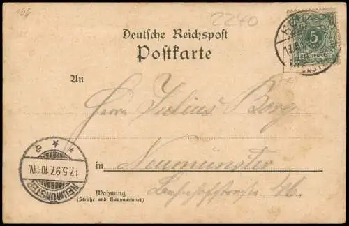 Litho AK Heide Holstein Bahnhof Markt Südermarkt Gruss aus 1897  mit Goldfarben