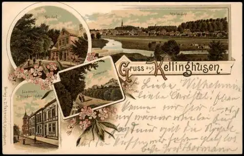 Litho AK Kellinghusen Gruss aus Rosdorf Straße Totale 1901  Lk Steinburg