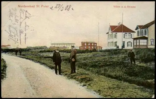 Ansichtskarte St. Peter-Ording Villen an der Straße 1912