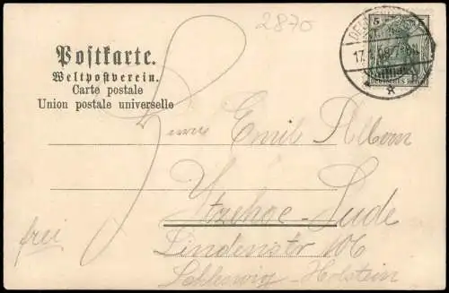 Litho AK Delmenhorst Demost Bahnhof Post Kirchstraße Gruss aus 1908