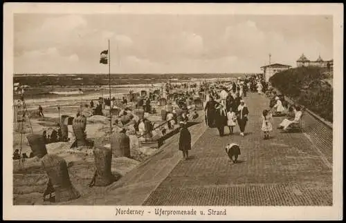 Ansichtskarte Norderney Uferpromenade u. Strand 1914