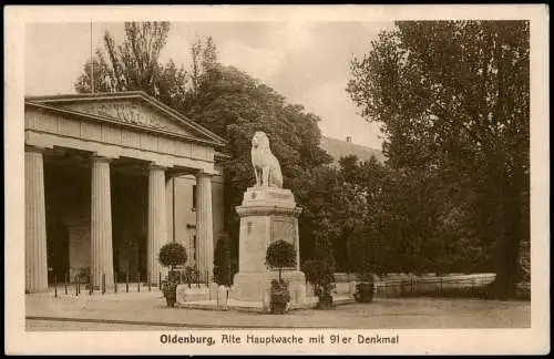 Ansichtskarte Oldenburg Alte Hauptwache mit 91 er Denkmal 1926