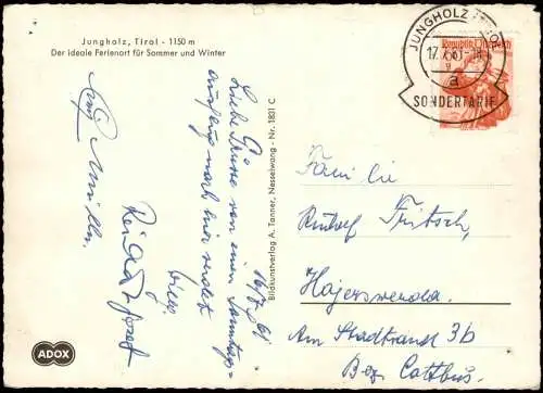 Ansichtskarte Jungholz Mehrbild AK 1961  gel. Stempel Sondertarif