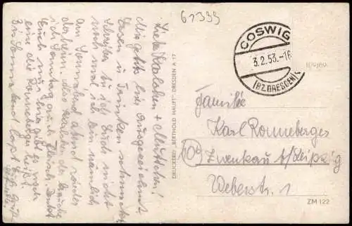 Ansichtskarte Coswig (Sachsen) Spitzgrundmühle 1953