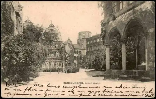 Ansichtskarte Heidelberg Heidelberger Schloss - Hof 1905