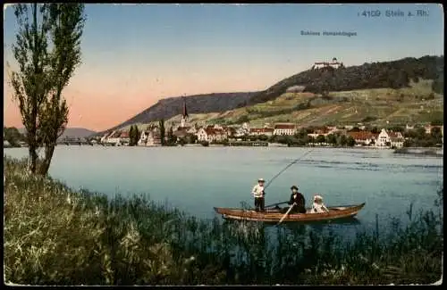 Ansichtskarte Stein am Rhein Stadt und Angler am Rhein 1914