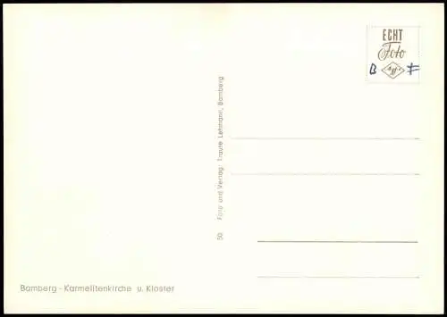 Ansichtskarte Bamberg Karmelitenkirche u. Kloster 1962