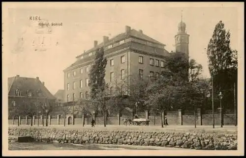 Ansichtskarte Kiel Straßenpartie am Schloß 1915