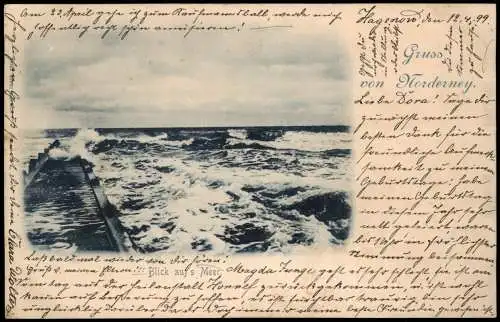 Ansichtskarte Norderney Blick auf das Meer Wellengang 1899
