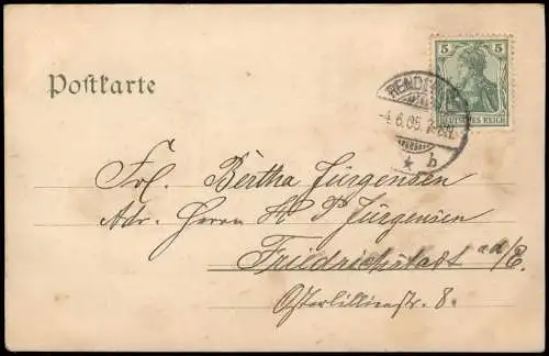 Ansichtskarte Rendsburg Hafen Dampfer 1905