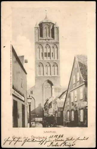 Ansichtskarte Stralsund St. Jakobi Kirche Straße 1899
