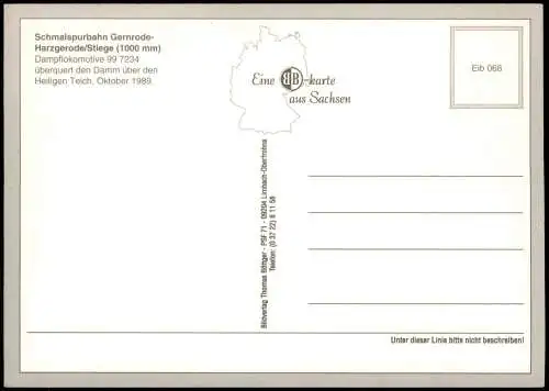 Schmalspurbahn Gernrode-Harzgerode/Stiege überquert Damm  Heiligen Teich 1989