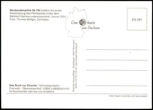 Neubaudampflok Personenzug Pöhlbachtal   Bahnhof Hammerunterwiesenthal 2001