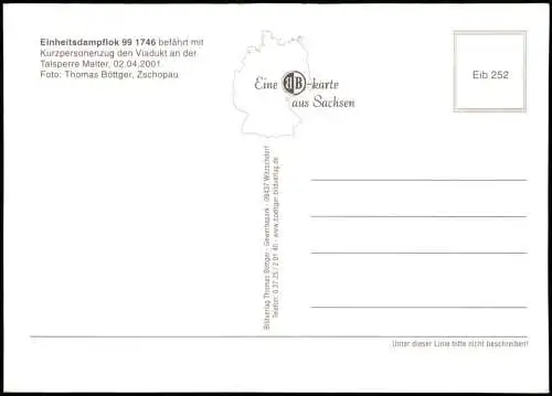 Einheitsdampflok 99 1746 Kurzpersonenzug am Viadukt Malter Talsperre 2001