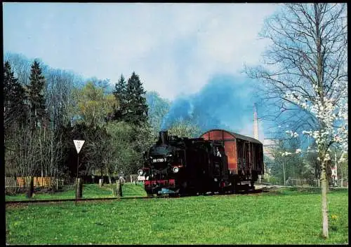 Schmalspurdampflok 99 1790 mit Übergabe  Obercarsdorf bei Dippoldiswalde 1990