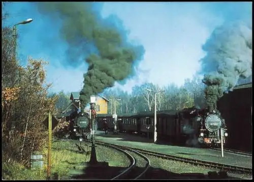 Ansichtskarte Bertsdorf-Hörnitz Bahnhof Dampflokomotive 991749 SB Zittau 2000