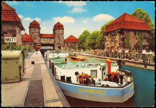 Ansichtskarte Minden Mittelland-Kanal (Schleuse) Schiff "Hamburg" 1969