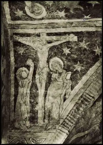 Bächlingen-Langenburg Kreuzigungsgruppe Ausschnitt aus den Fresken Kirche 1960