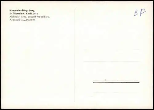 Ansichtskarte Pfingstberg-Mannheim St. Theresia v. Kinde Jesu 1962