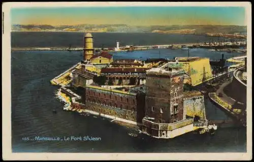 CPA Marseille Le Fort St. Jean Colorfotokarte 1934